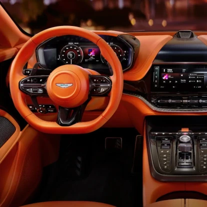 Orange Aston Martin DBX707 luxury cockpit in Boston, MA